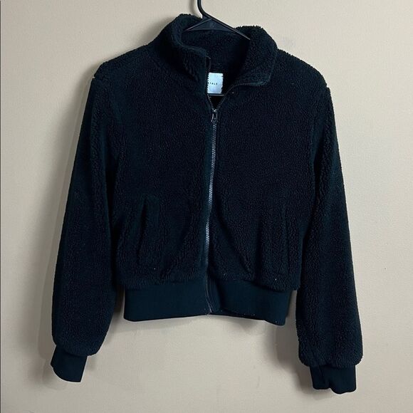 Aeropostale Women’s Size Small Black Fleece Collared Bomber Jacket - Picture 1 of 5